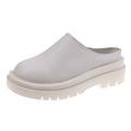 Sarah Express Chunky Soled Closed Toe Slip On Mules Beige