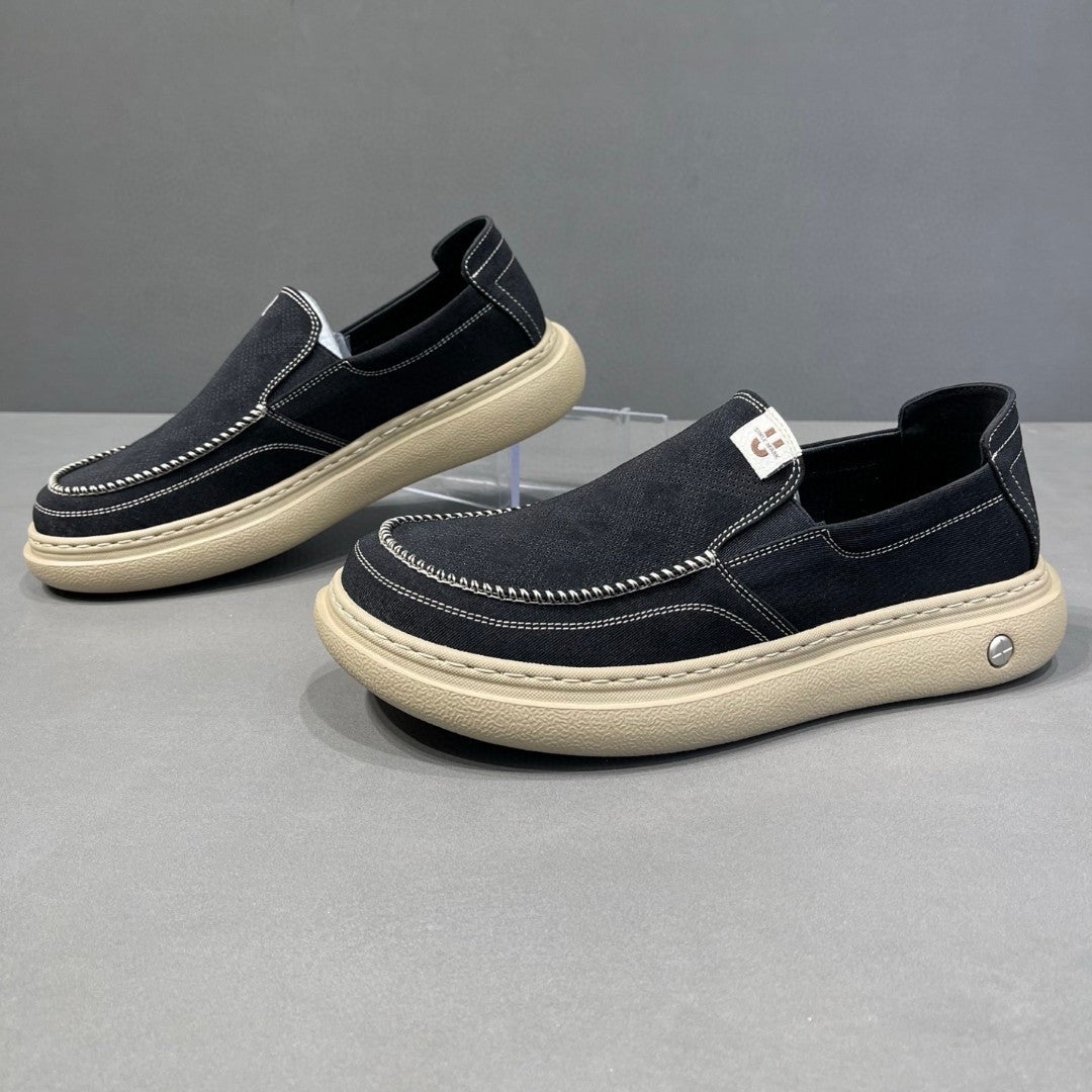 New Summer Men's Canvas Shoes, Thick Sole Light Skate Shoes, Wide Toe Casual Sneakers – product detail alternate view 4