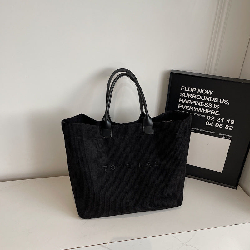 Sarah Express Retro Lettered Horizontal Rectangle Tote Bag Black