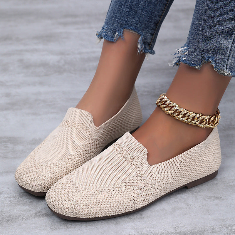 Sarah Express Women's Flyknit Casual Slip-On Flat Sneakers