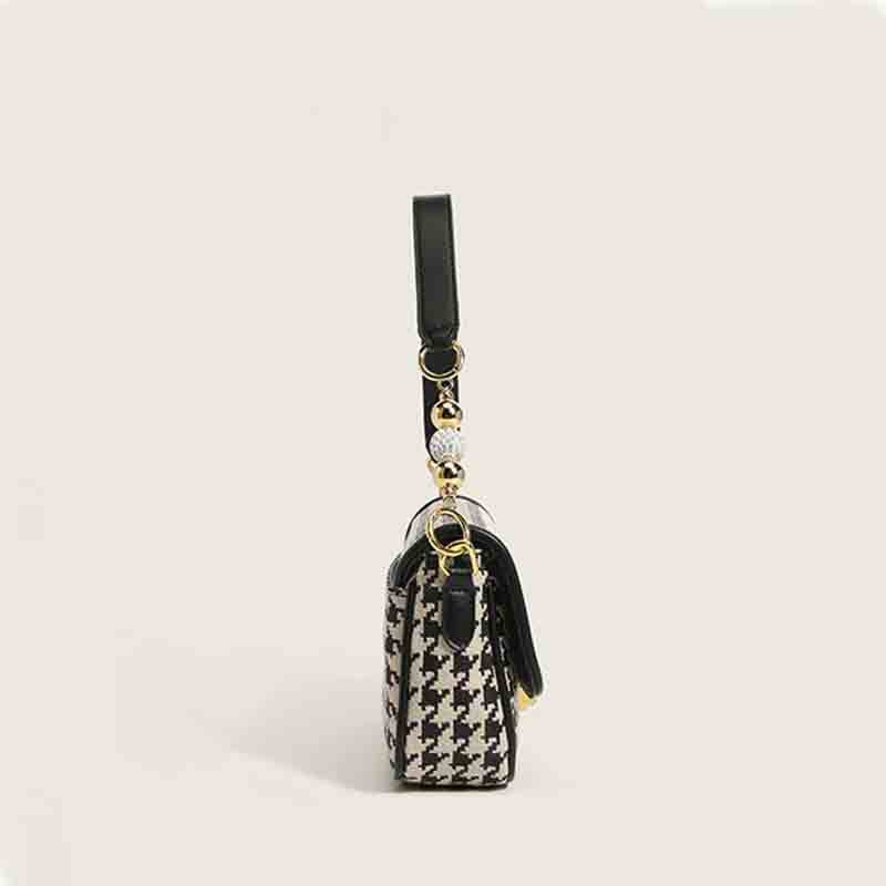 Sarah Express Houndstooth Pattern Shoulder Bag With Beads