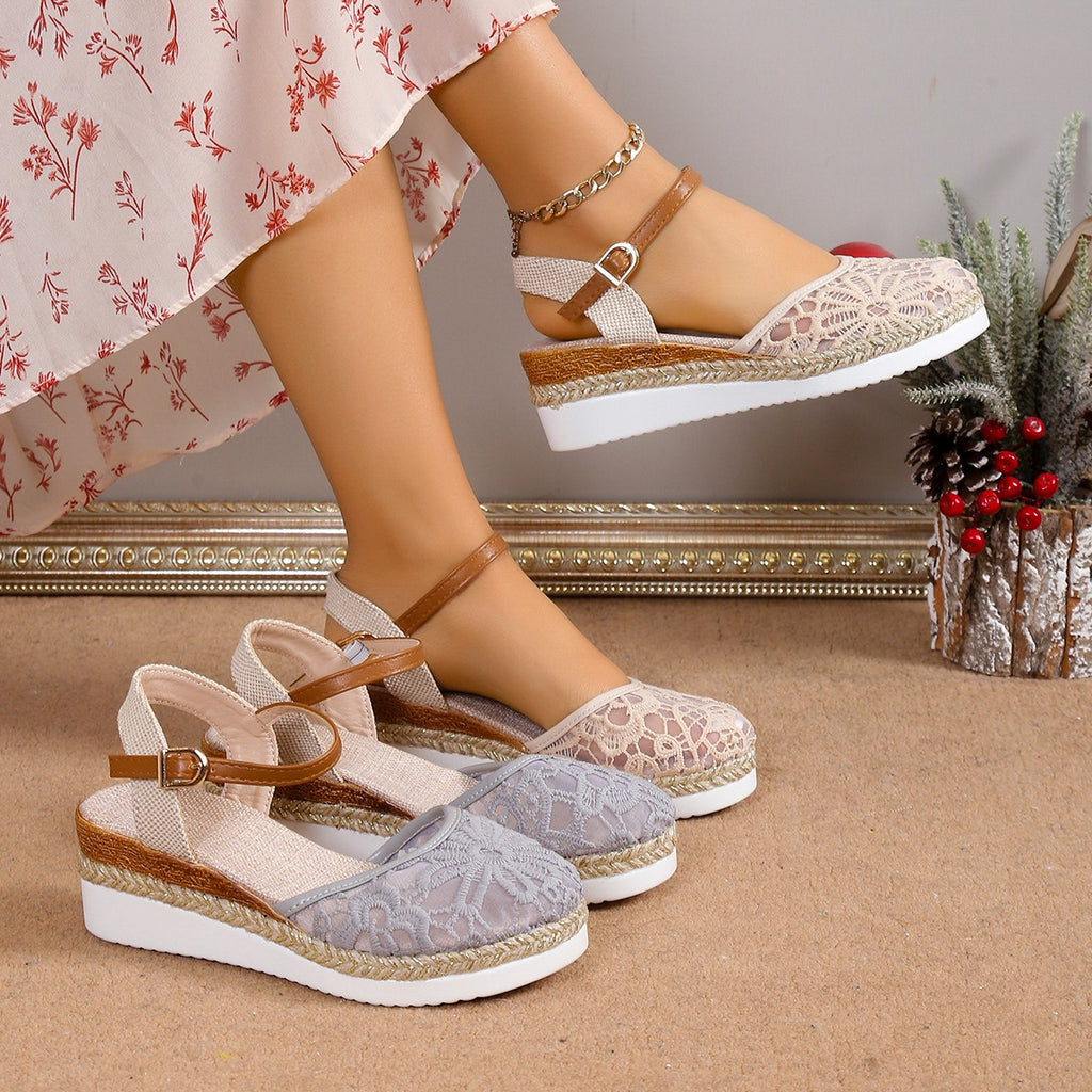 Sarah Express Mesh Embroidered High-Heel Sandals