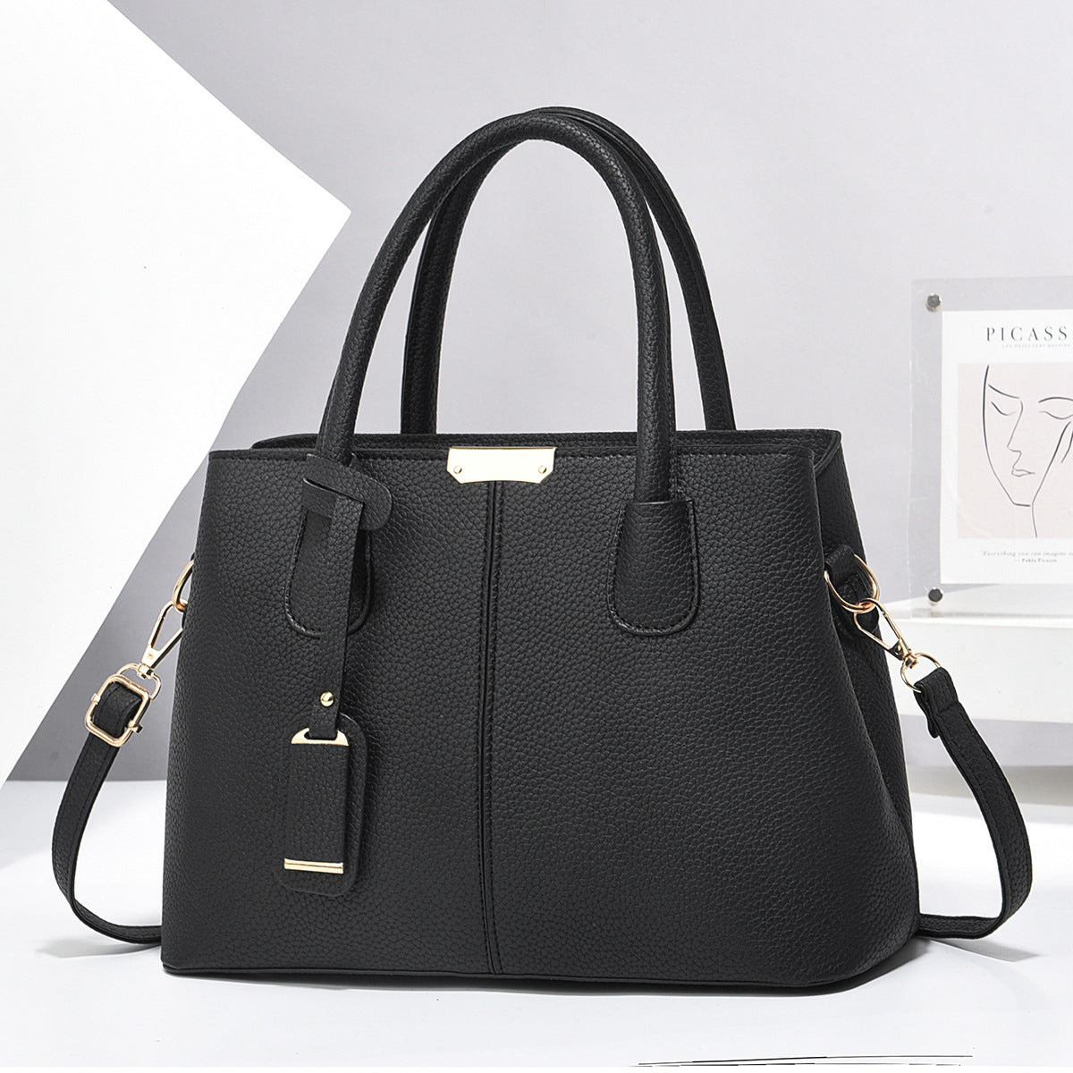 Sarah Express Structured PU Leather Horizontal Square Handbag