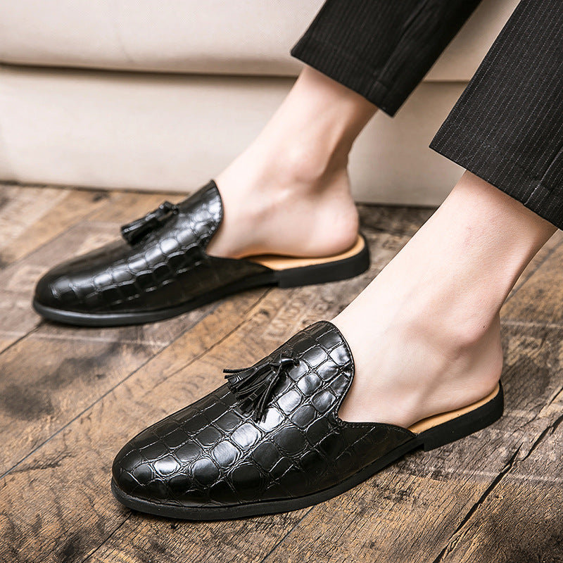Sarah Express Men's Tassel Slip-On Brogue Mules