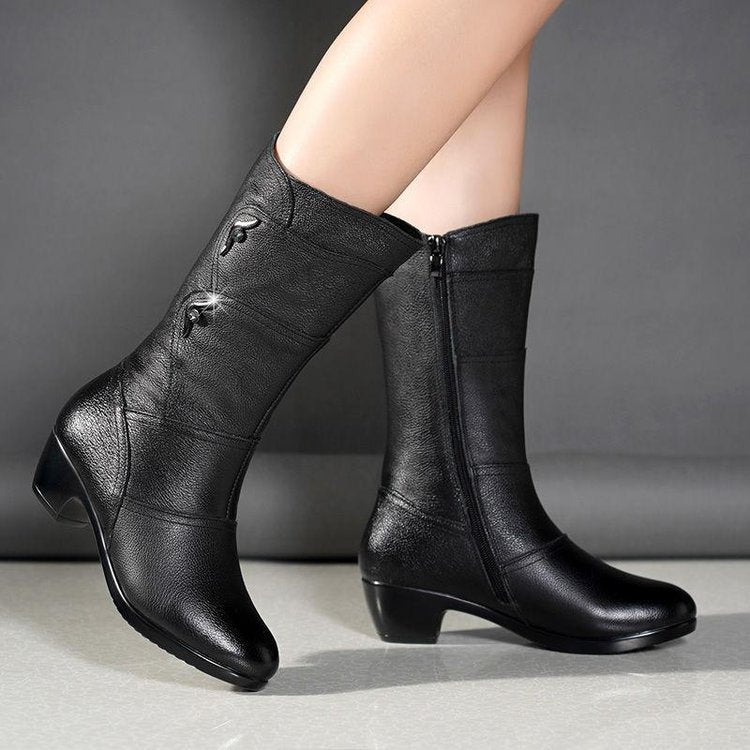 Sarah Express Women's Velvet Padded Mid-Calf Boots