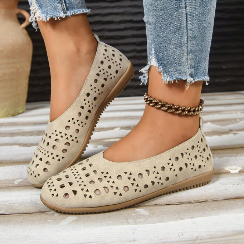 Sarah Express Women's Cutout Leather Flats