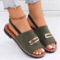 Sarah Express Women's Fabric Strap Flat Sandals Army Green