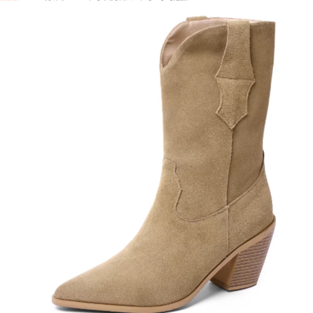 Sarah Express Chunky Heel Western Pointed Toe Boots