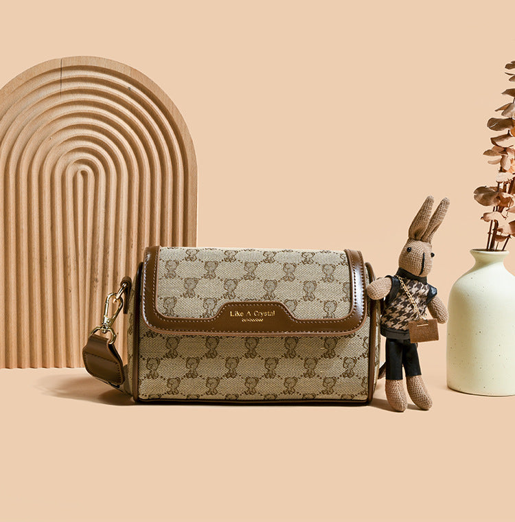 Sarah Express Bear Print Canvas Shoulder Bag
