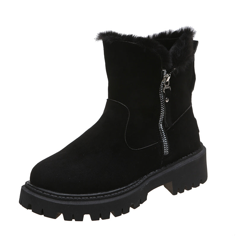 Sarah Express Plush Lined Faux Suede Snow Boots Black