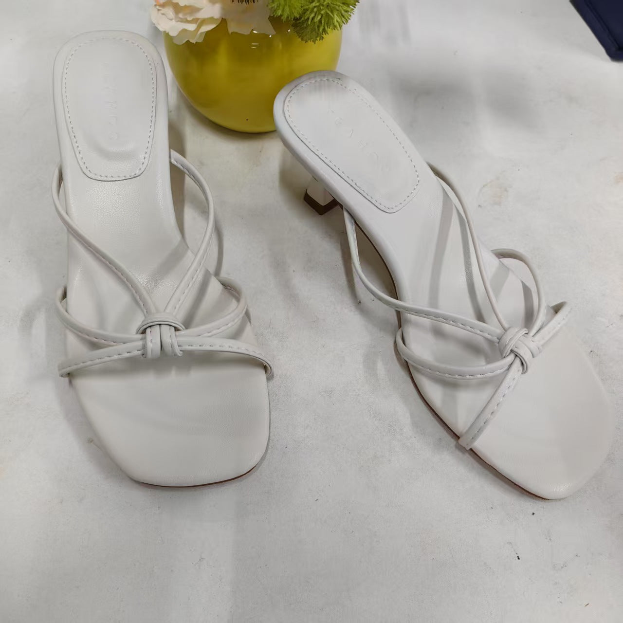 Sarah Express Minimalist Square Toe Stiletto Heel Sandals