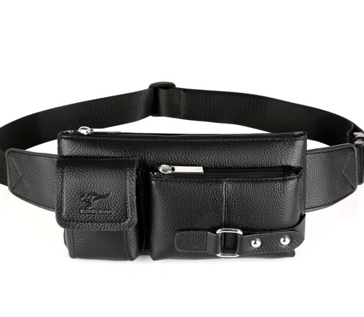 Sarah Express Compact Leather Waist Bag for Men Black Large