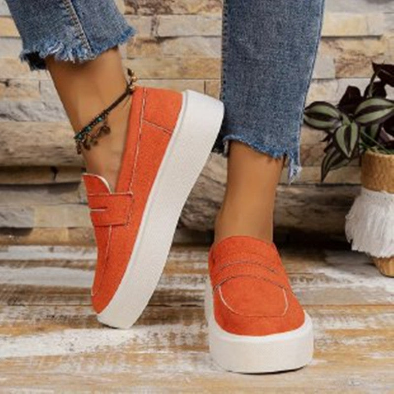 Sarah Express Platform Slip-On Canvas Walking Shoes Orange