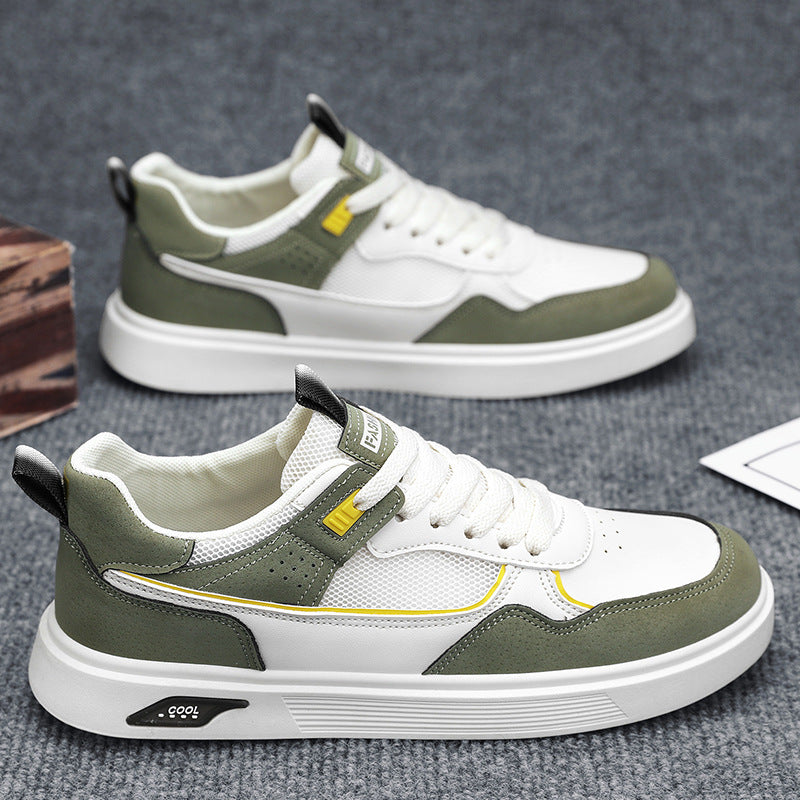 Sarah Express Color-Blocked Low-Top Retro Skate Sneakers Beige Green