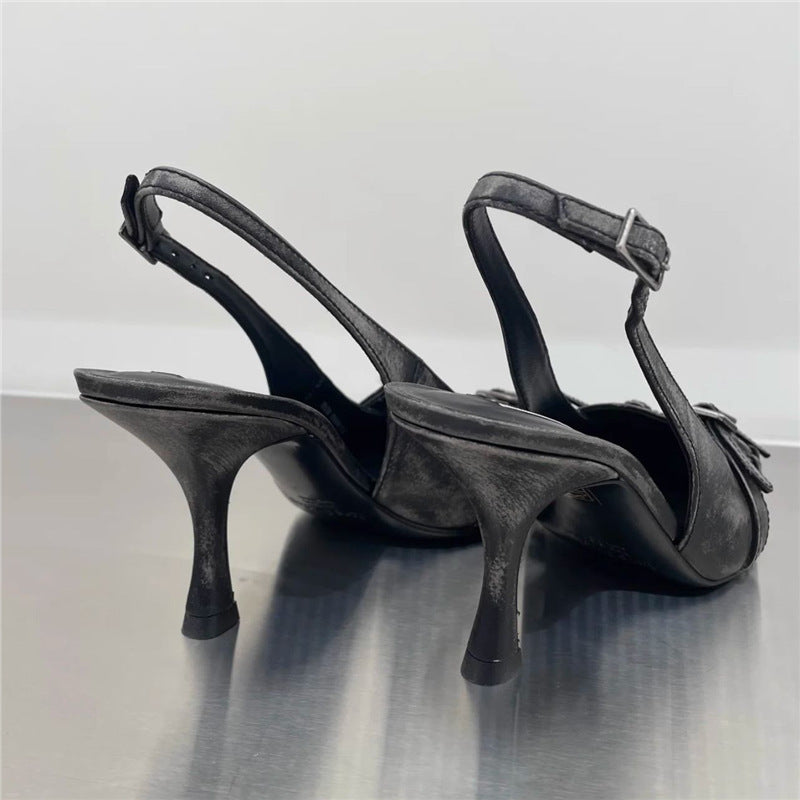 Sarah Express Retro Pointed Toe Ankle Strap Heels