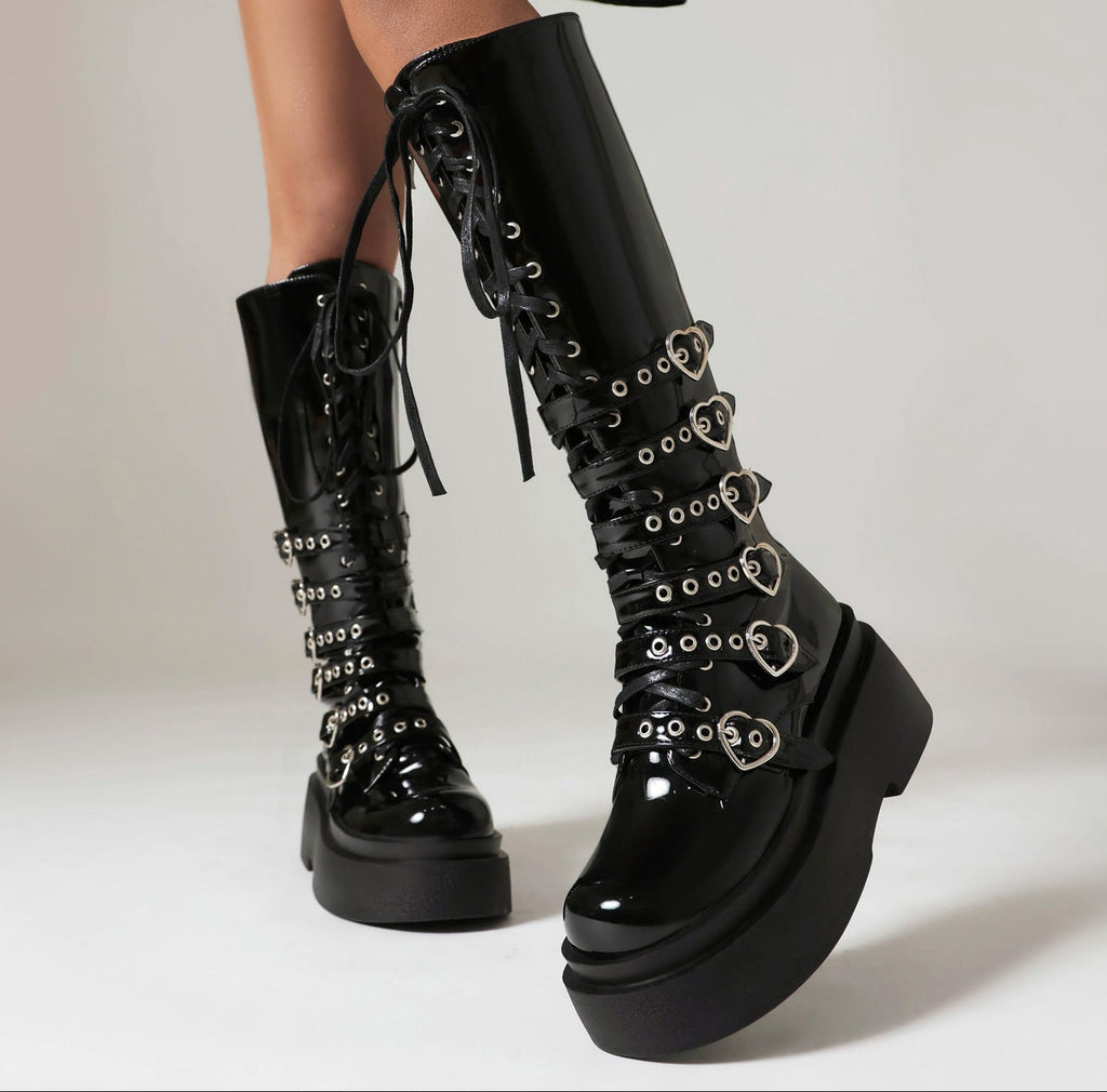 Sarah Express Chunky Platform Over-the-Knee Punk Boots