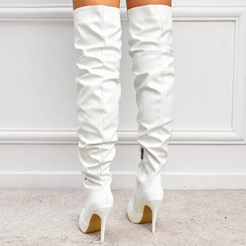 Sarah Express Knee-High Stiletto Boots Pointed Toe