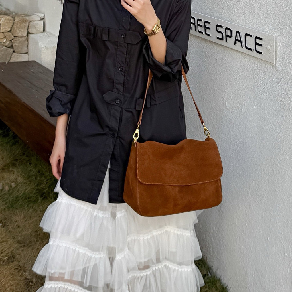 Sarah Express Patchwork Genuine Leather Crossbody Shoulder Bag