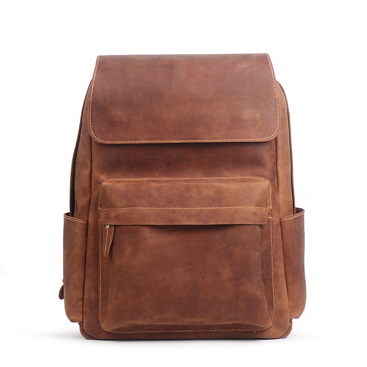 Sarah Express Retro Cowhide Leather Vertical Backpack