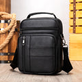 Sarah Express Vintage Leather Vertical Shoulder Bag Black
