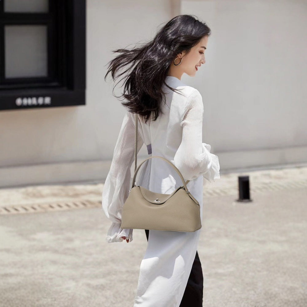 Sarah Express Premium Full-Grain Leather Dumpling Tote Bag