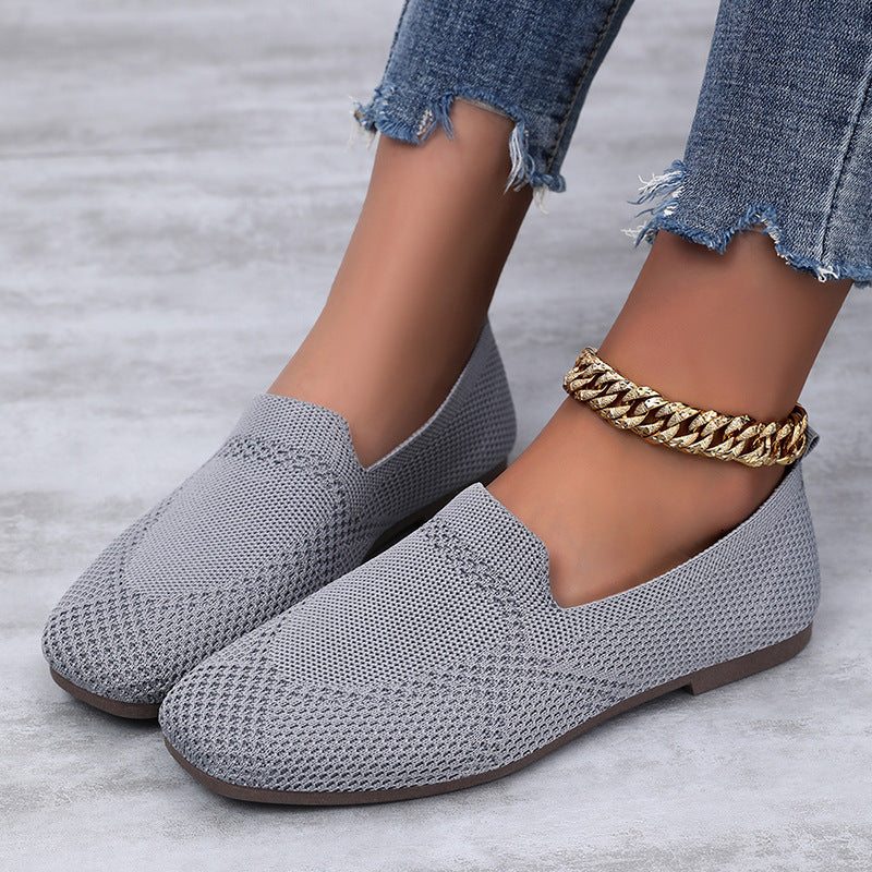Sarah Express Women's Flyknit Casual Slip-On Flat Sneakers