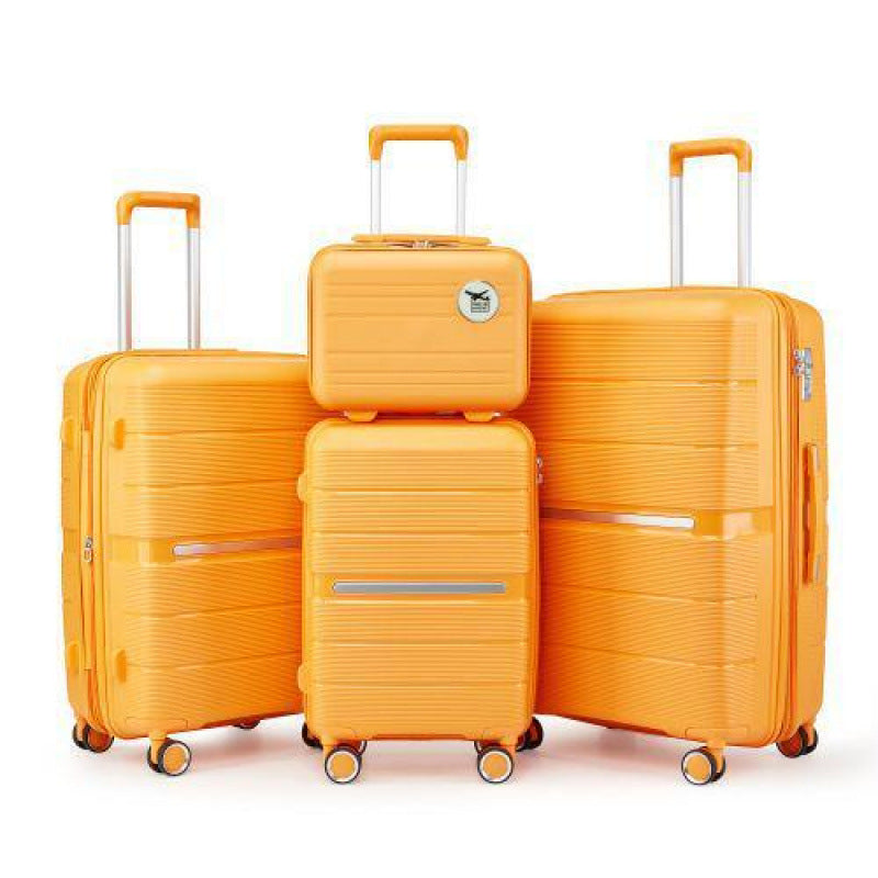 Sarah Express 4-Piece PU Leather Travel Luggage Set Orange