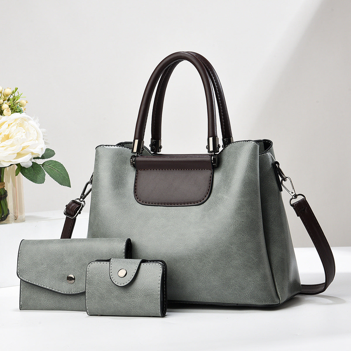 Sarah Express Elegant Three-Piece Structured Handbag Set