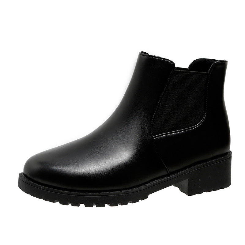 Sarah Express Red Chunky Heel Ankle Boots Black