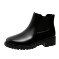Sarah Express Red Chunky Heel Ankle Boots Black