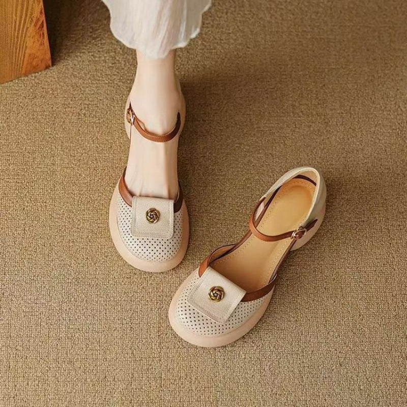 Sarah Express Waterproof Closed-Toe Buckle Strap Heels