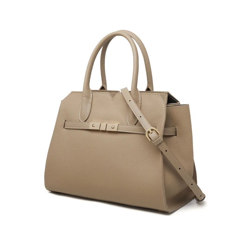Sarah Express Top-Grain Leather Structured Tote Bag