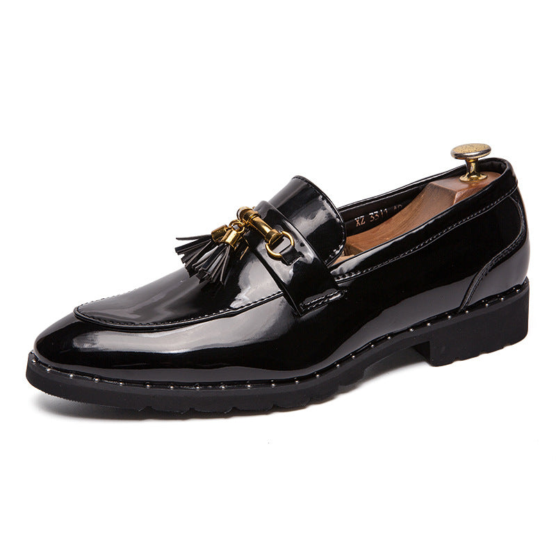 Sarah Express Men's Pointed Toe Tassel Loafers Black