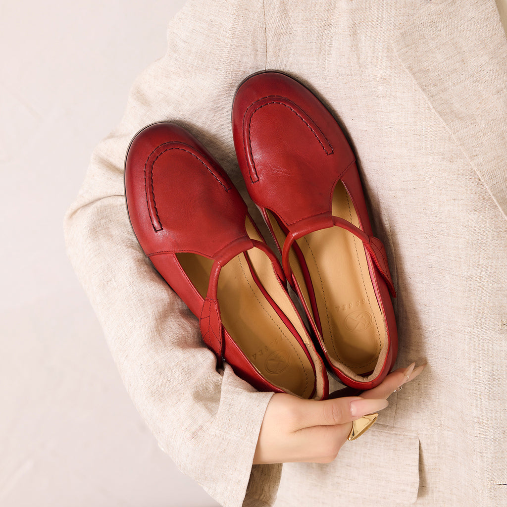 Sarah Express Full Grain Leather Mary Jane Flats