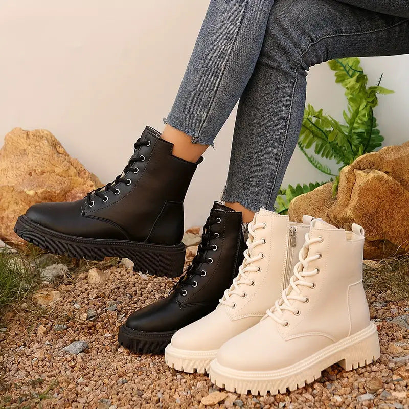 Sarah Express Women's Chunky Heel Motorcycle Ankle Boots