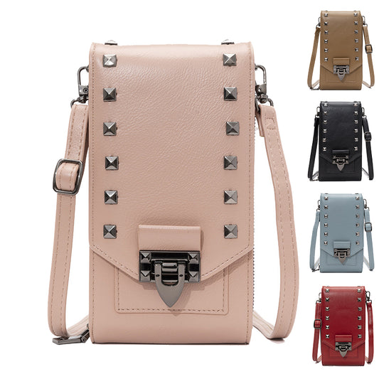 Sarah Express Rivet Design Shoulder Bags Mobile Phone Handbag Solid Color Crossbody Bags Women