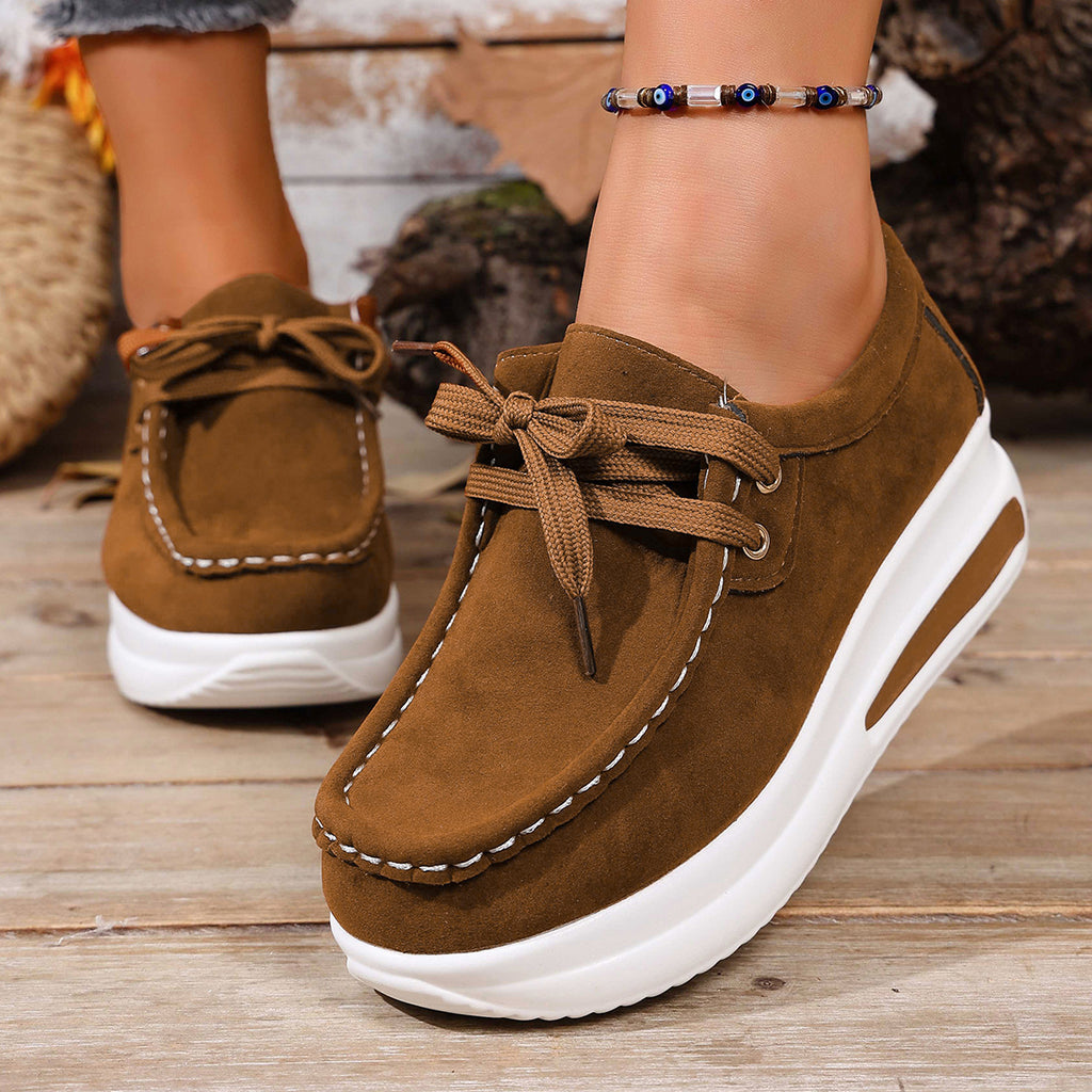 Sarah Express Women's Platform Lace-Up Wedge Loafers