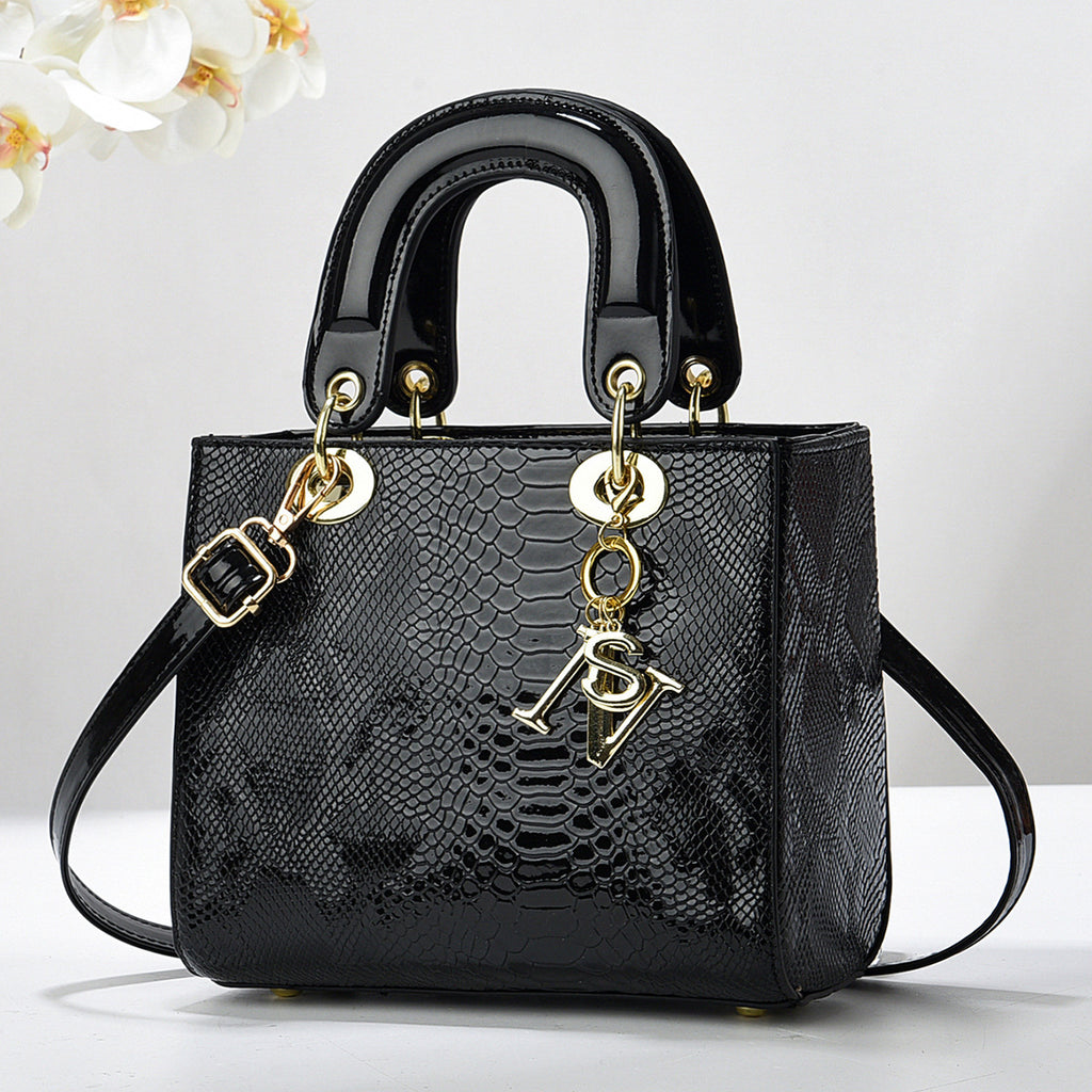 Sarah Express Structured Snakeskin Pattern Messenger Handbag
