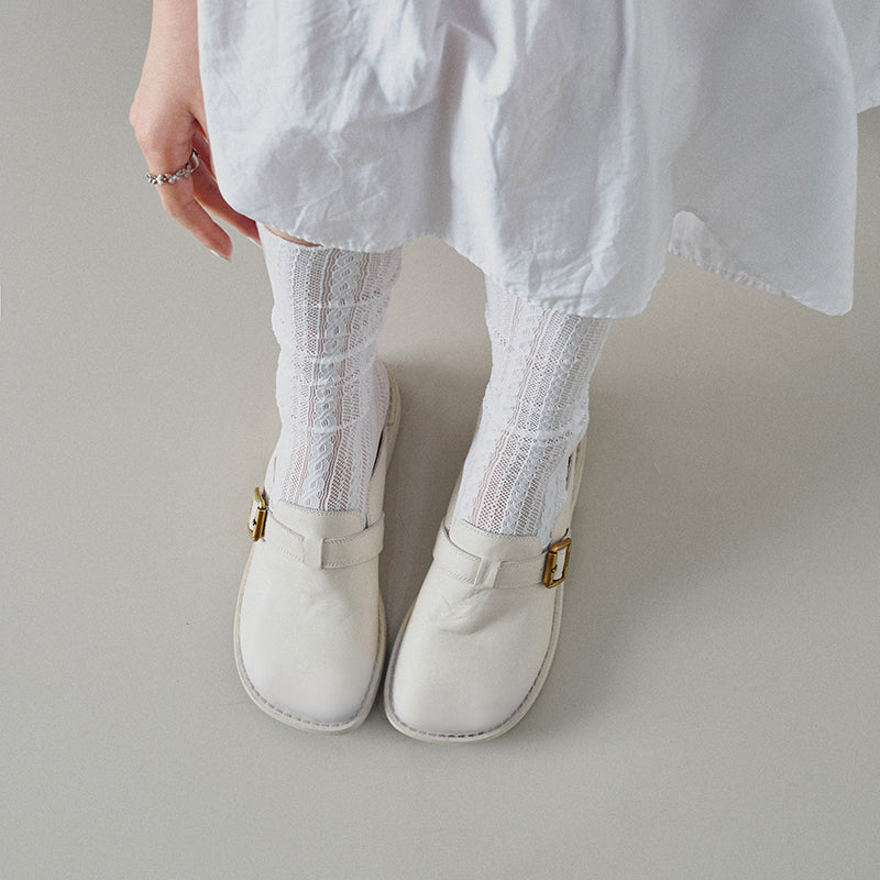 Sarah Express Full Grain Leather Buckle Mules