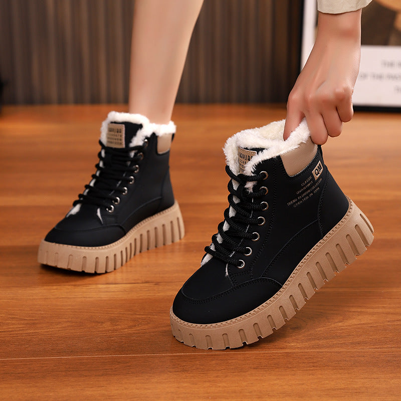 Sarah Express Fleece-Lined High-Top Platform Boots Black