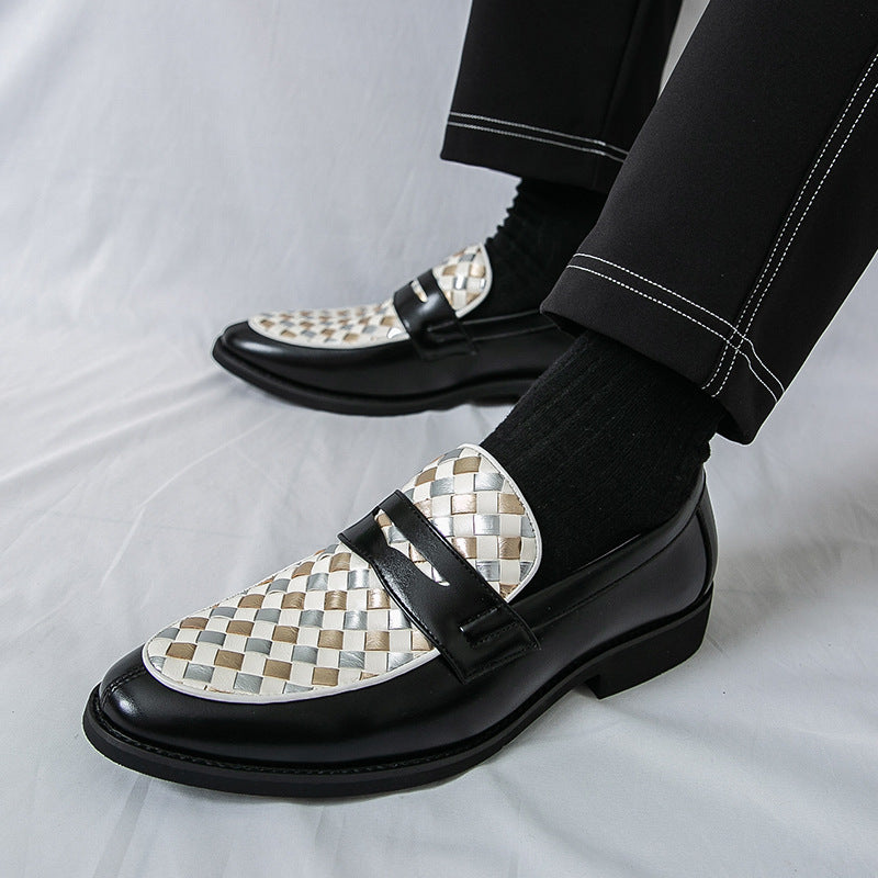 Sarah Express Men's Pointed-Toe Patchwork Dress Shoes