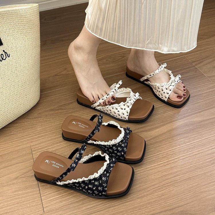 Floral Bow Platform Wedge Sandals – square toe and heel profile alternate view 3