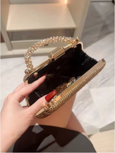 Sarah Express Gold Metallic Evening Clutch Chain Bag