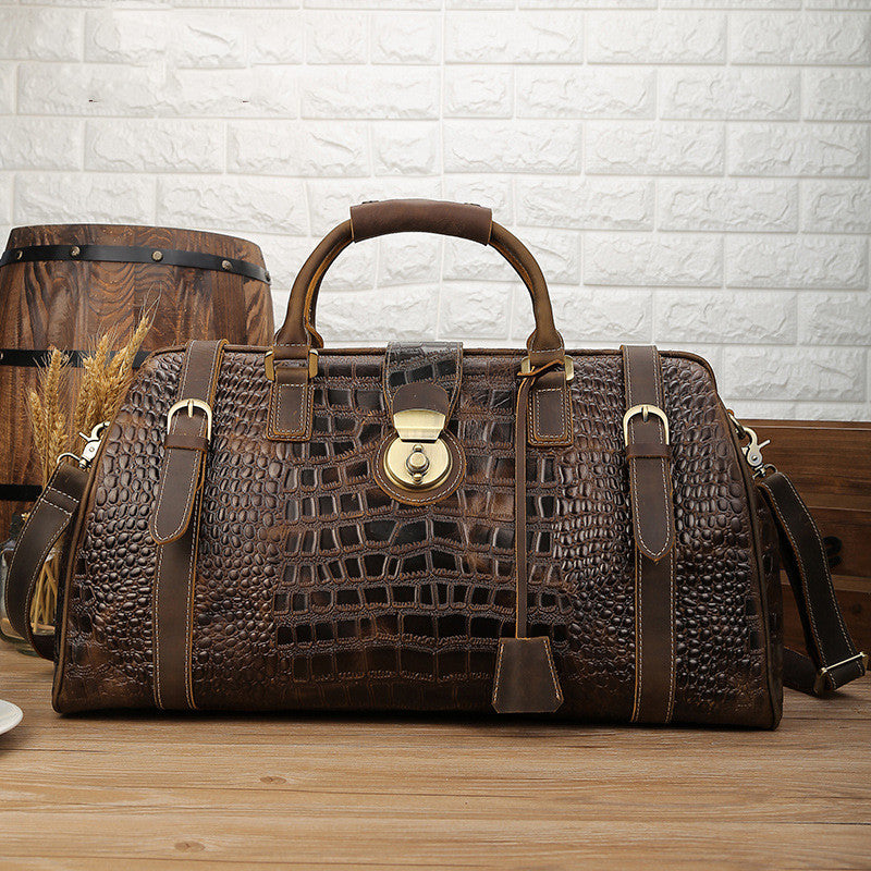 Sarah Express Crocodile Pattern Leather Travel Bag
