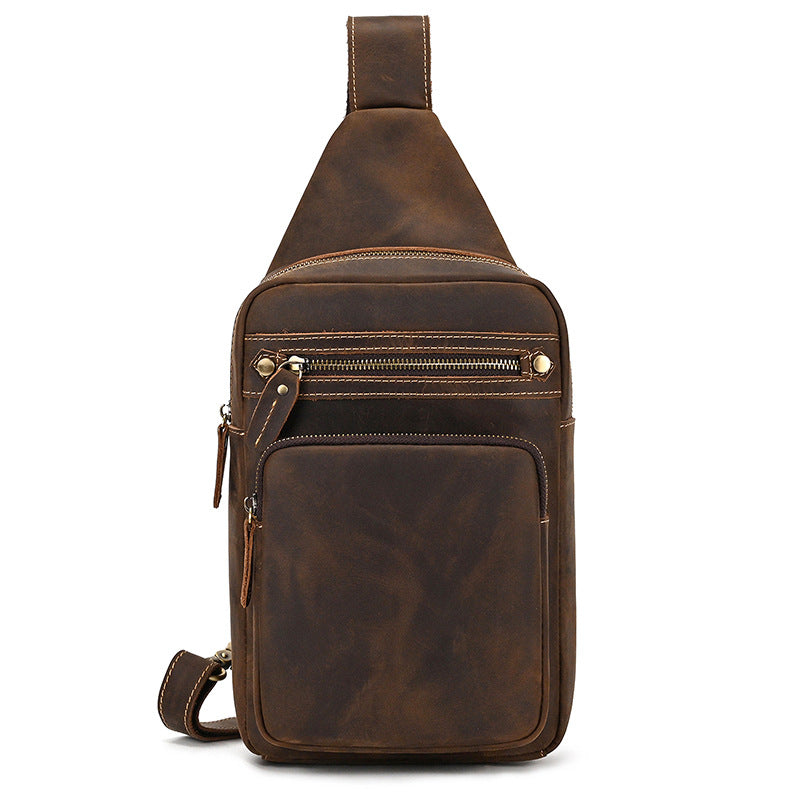 Sarah Express Retro Cowhide Leather Men's Crossbody Bag
