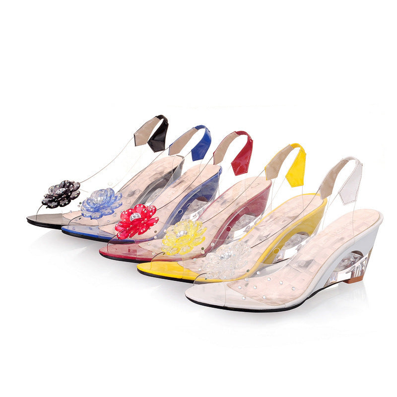 Sarah Express Transparent Crystal Peep Toe High Heels