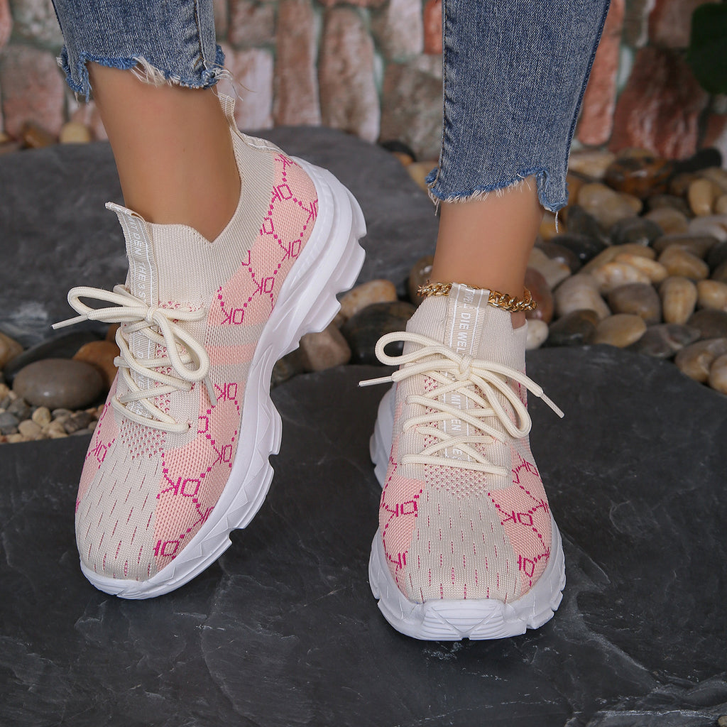 Sarah Express Women's Breathable Mesh Lace-Up Sneakers