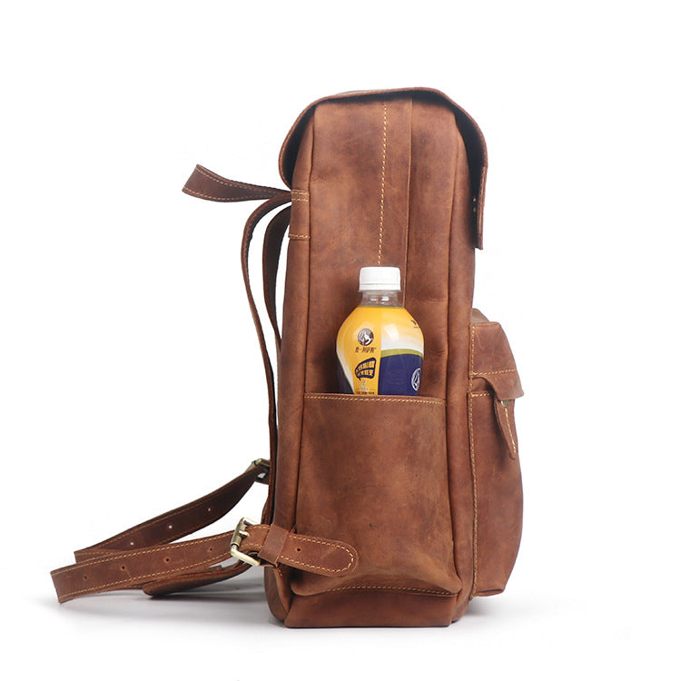 Sarah Express Retro Cowhide Leather Vertical Backpack