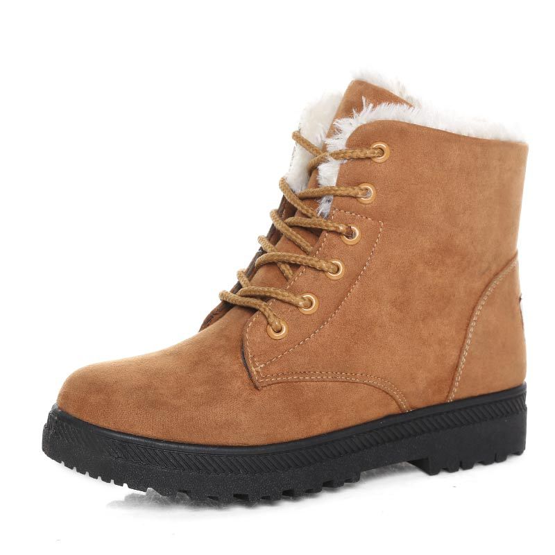 Sarah Express Women's Plush Lined Lace-Up Snow Boots Yellow