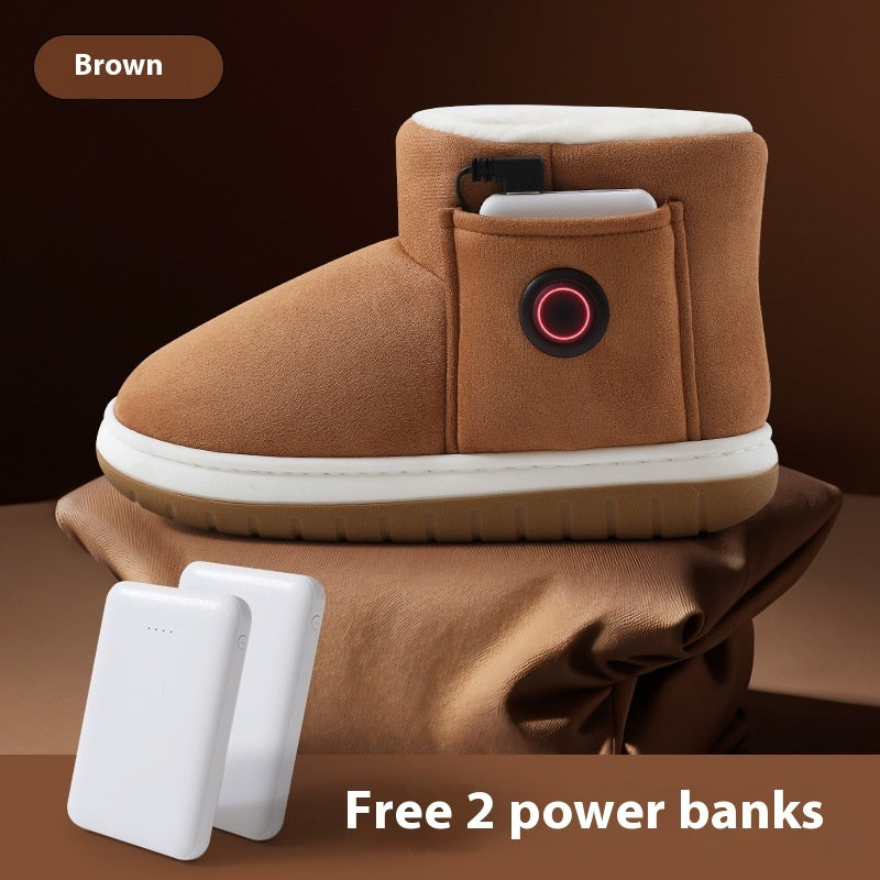 Sarah Express Rechargeable Electric Heated Winter Slippers Brown